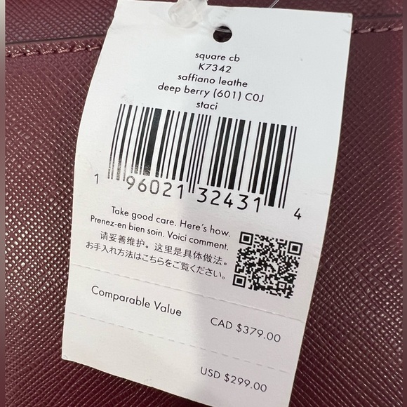 Kate Spade Staci Square Crossbody Handbag In Deep Berry - Picture 14 of 14